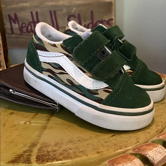 VANS Little Kids Old Skool Shoe - Camo Jungle Green - Picture 2 of 8